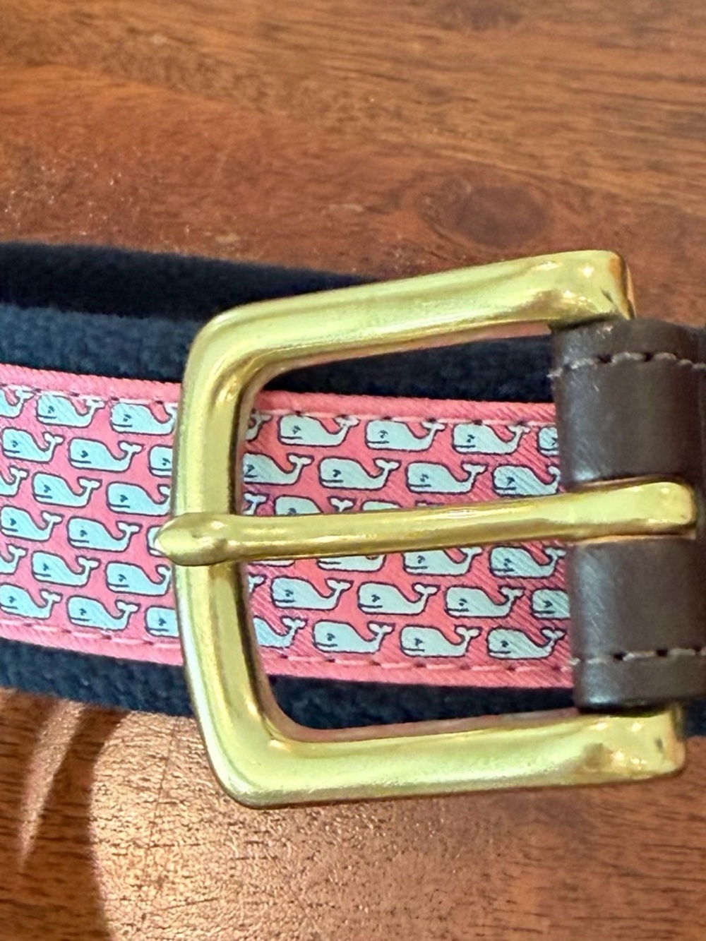 Vineyard Vines Pink and Light Blue Whale Webbing Belt Size 30